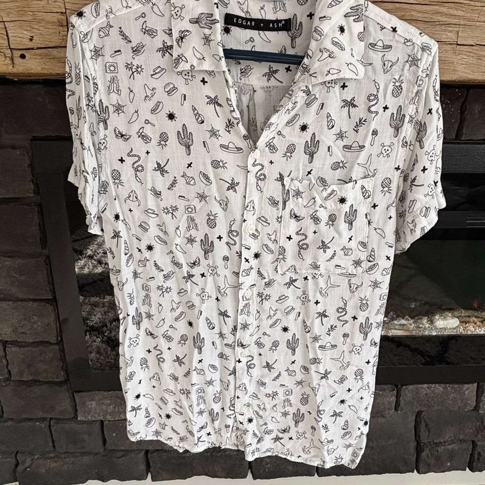 Edgar & Ash White Patterned Casual Men's Shirt